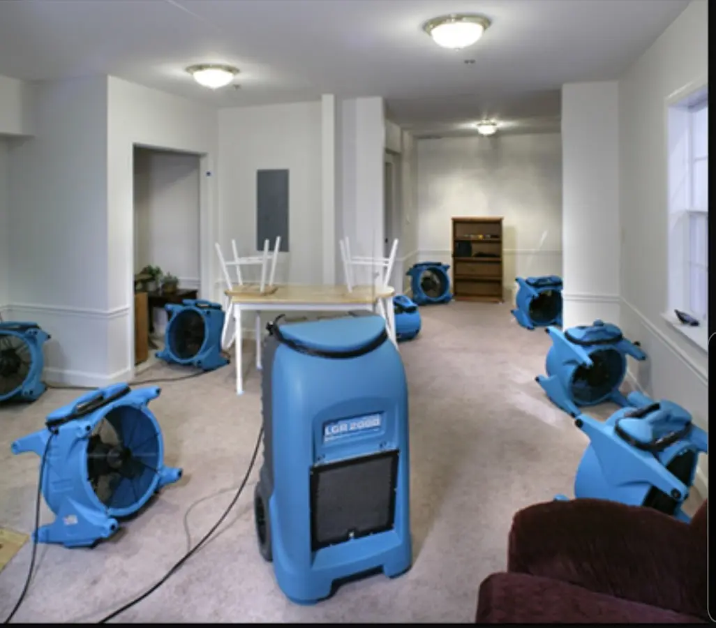 Air movers and dehumidifier setup for Water Damage Restoration in Pine Hills